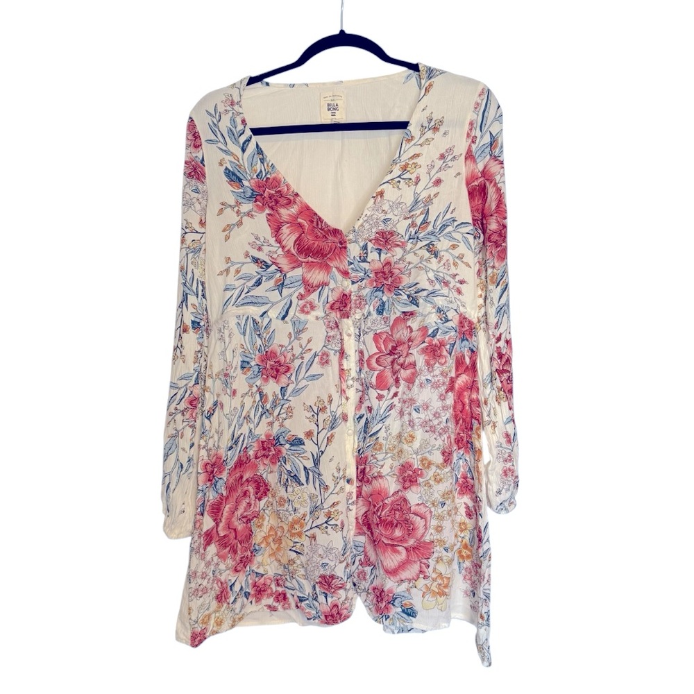 Billabong Women’s Small Swim Coverup Floral Tunic Boho Beachy Rayon